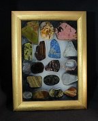 Коллекция минералов "Срезы камня" (под стеклом) 25*185*10 мм фото
